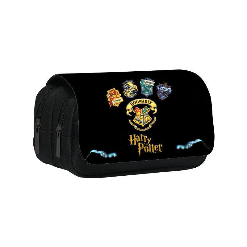 Harry Potter Pencil Case Double-Layer Large Capacity Multifunctional Zipper Pencil Case Student Pencil Case Pencil Case Printing Stationery Case. 