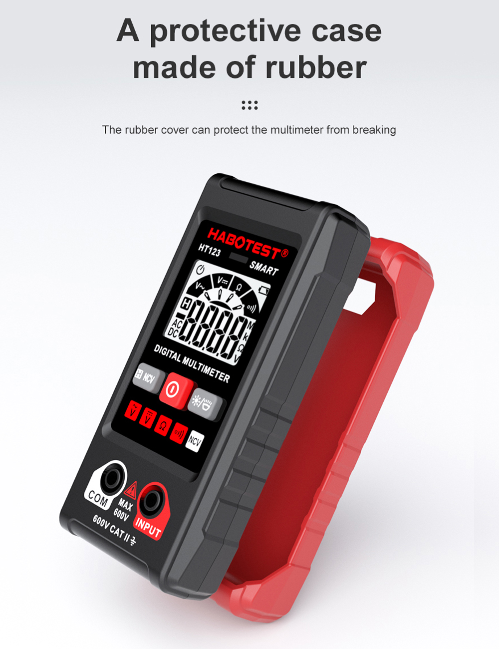 HABOTEST HT123 Digital Multimeter 600V AC/DC 2000 Counts High-Precision Anti-Burning Smart Multimeter /No Need To Shift /NCV Non-Contact /Automatic Identification. 