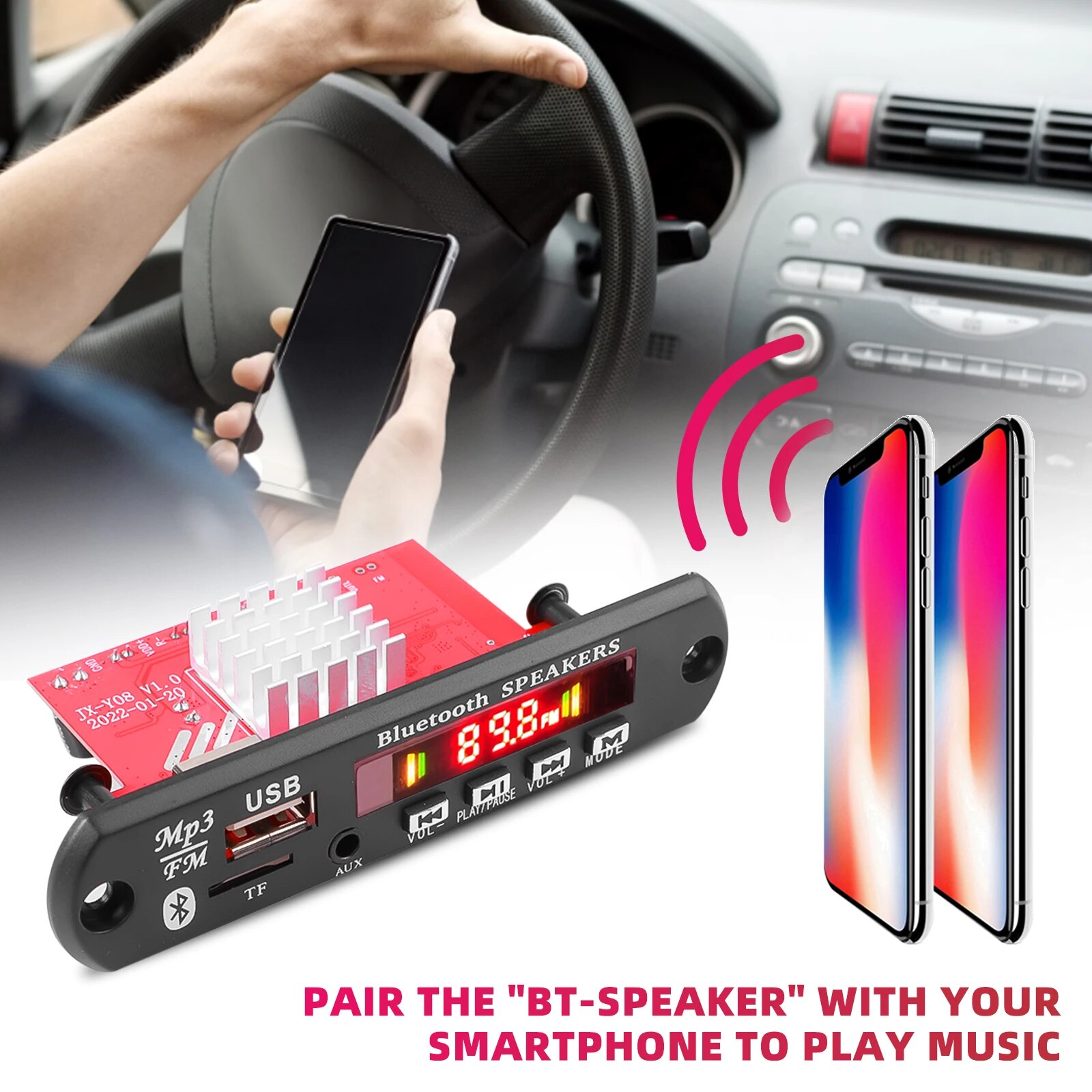 120W Amplifier Bluetooth 5.0 MP3 Decoder Board DC 8V-24V MP3 Player Car Music FM Radio Module with Remote Control For Speaker. 