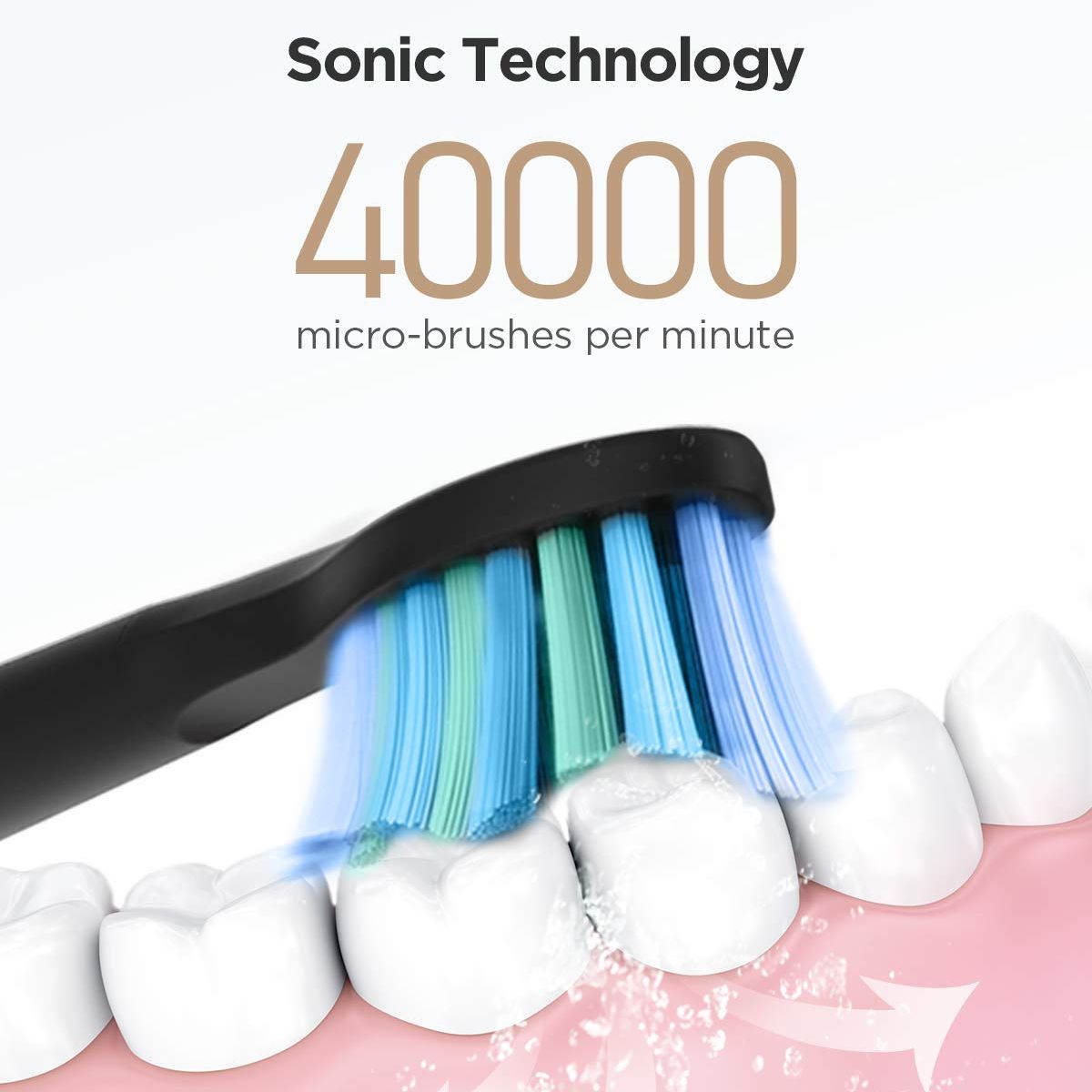 Fairywill FW507 Sonic Electric Toothbrushes for Adults Kids 5 Modes Smart Timer Rechargeable 8 Super Whitening Toothbrush Heads. 