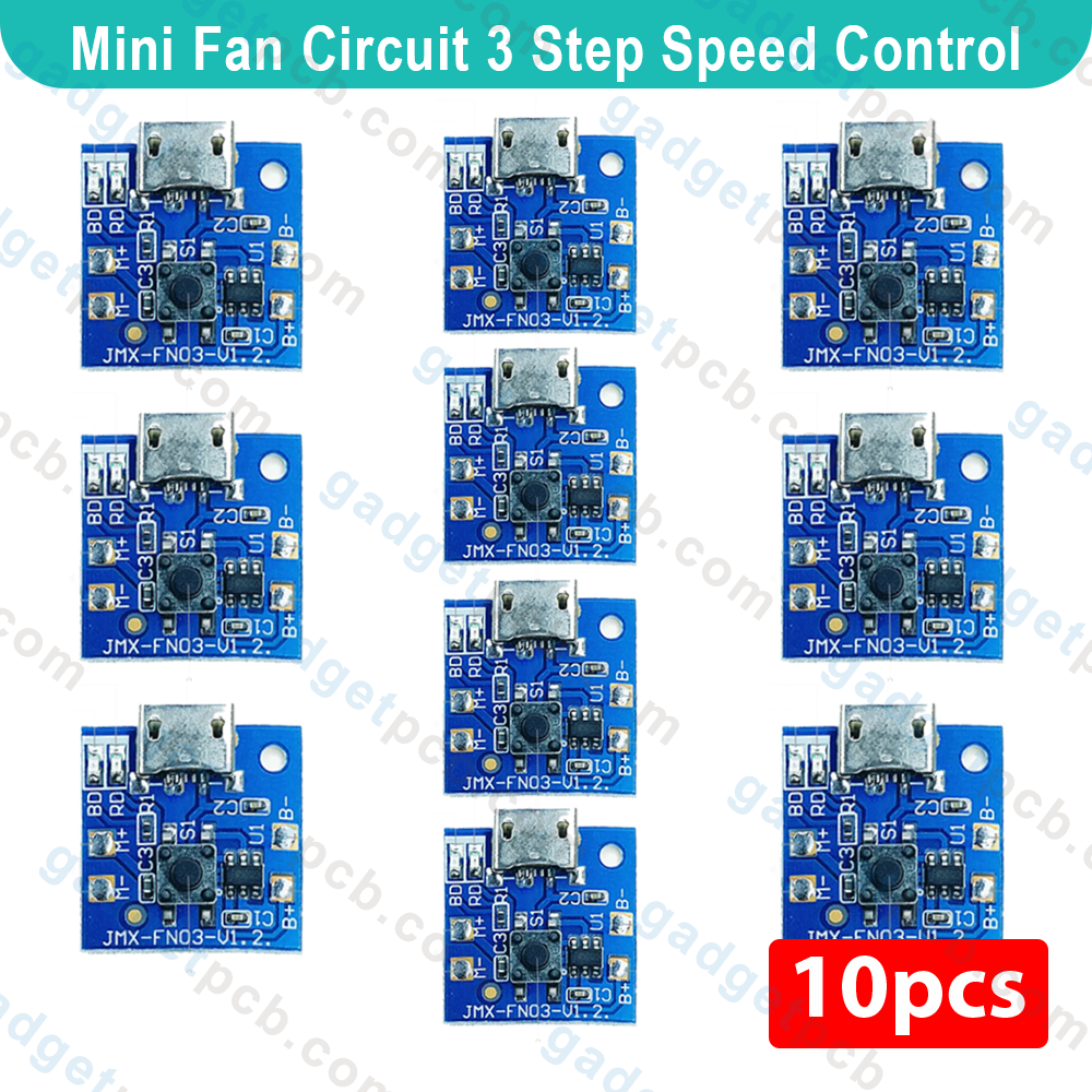 Mini Rechargeable Fan Circuit 3 Step Fan Speed Control & LED Light Controler Replacement Parts for Battery 3.7V 4.2V Mini Rechargeable Fan. 