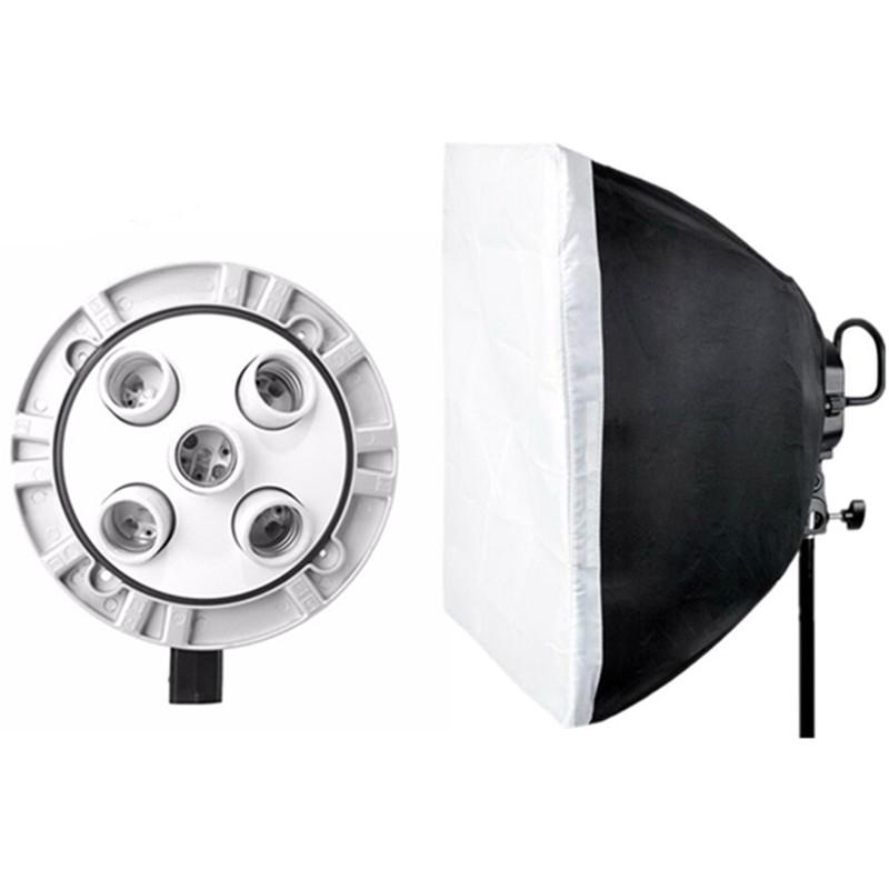 Godox TL-5  5in1 Bulb Head Multi-Holder Tricolor+Light Stand+softbox 60*60cm Camera Photography Lighting. 
