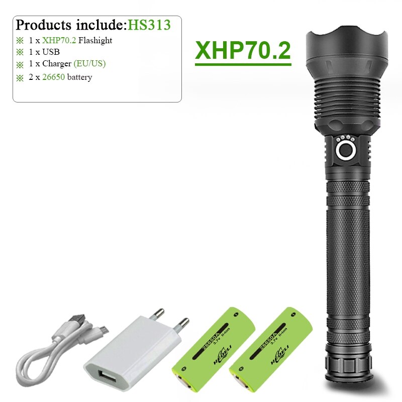 XHP90.3 Led  Torchwerful Tactical  USB XHP90 Rechargeable Flash Light 18650 Cree Xhp70 Led Torch - XHP70.2 C. 