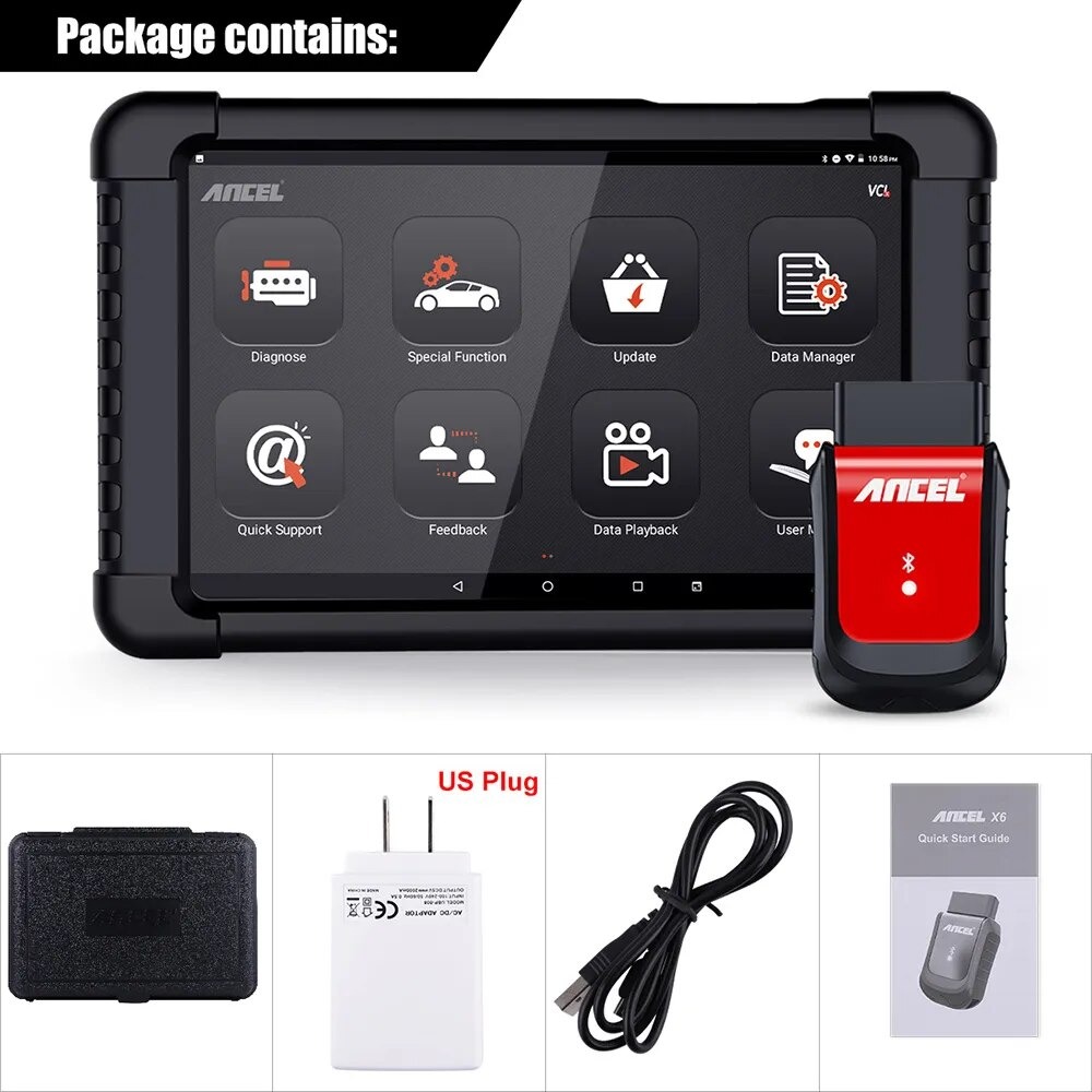 2024 Newest Ancel X6 OBD2 Scanner Full System Scan with ABS Oil EPB DPF BMS Reset Auto Automotive Diagnostic Scan Tool ODB 2 Check Diesel Engine For All Universal Cars. 