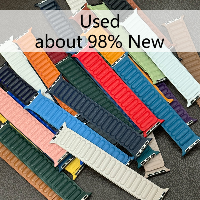 Magnetic Link Leather Strap For Apple Watch Band Ultra 49mm 45mm 40mm 41mm 42mm 44mm Sport Loop Bracelet IWatch 9 8 7 6 5 SE 4 3