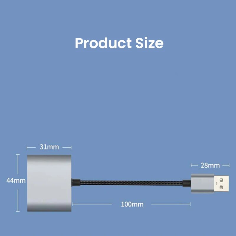 USB to Audio Jack Sound Card Adapter with Dual TRS 3-Pole 3.5mm Headphone and Microphone USB to Aux 3.5mm External Audio Convert. 