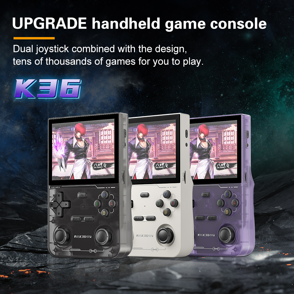 K36 Retro Handheld Video Game Console RK3326 Linux OS 16000 Games Emulator for PS1/PSP/DC/N64/SS 500nit 3.5 Inch IPS Screen R36S. 