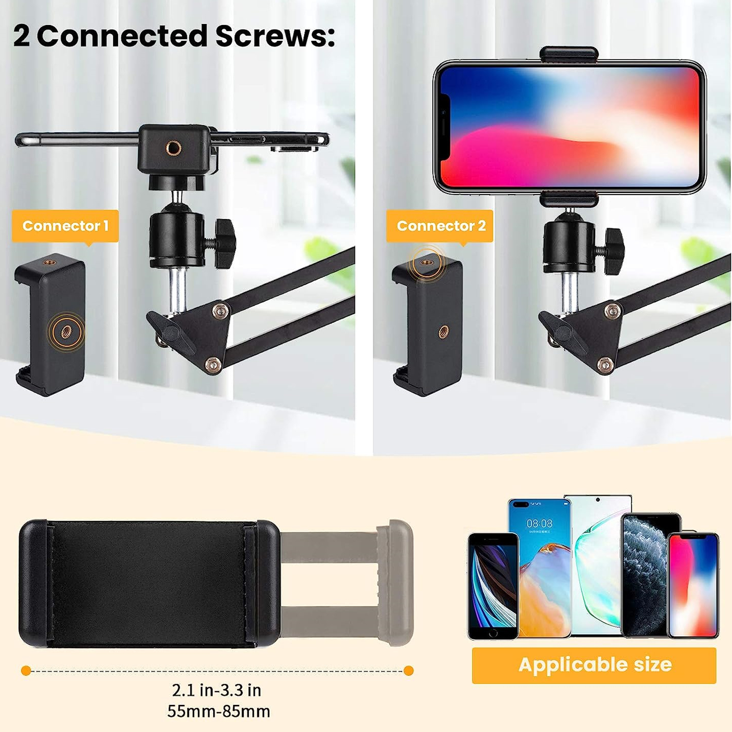 Flexible Arm Tripod For Phone Stand Table Folded Anchor 360° Rotation Online Desktop Laptop Video Live Overhead Shot Photography. 