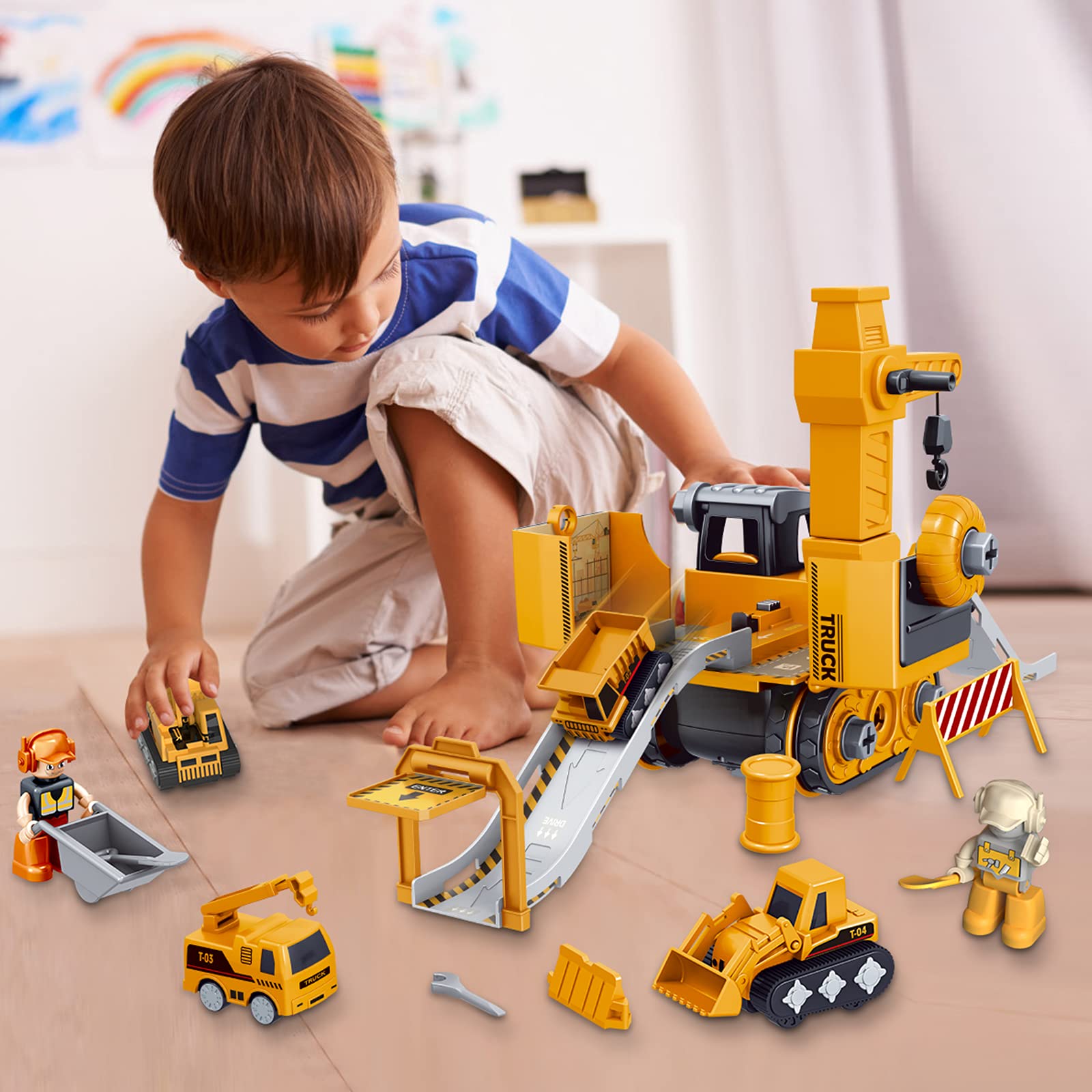 4 In 1 Electr t isassely Loading nloading eformed Engineering ru Excaator For Children ids Education o. 