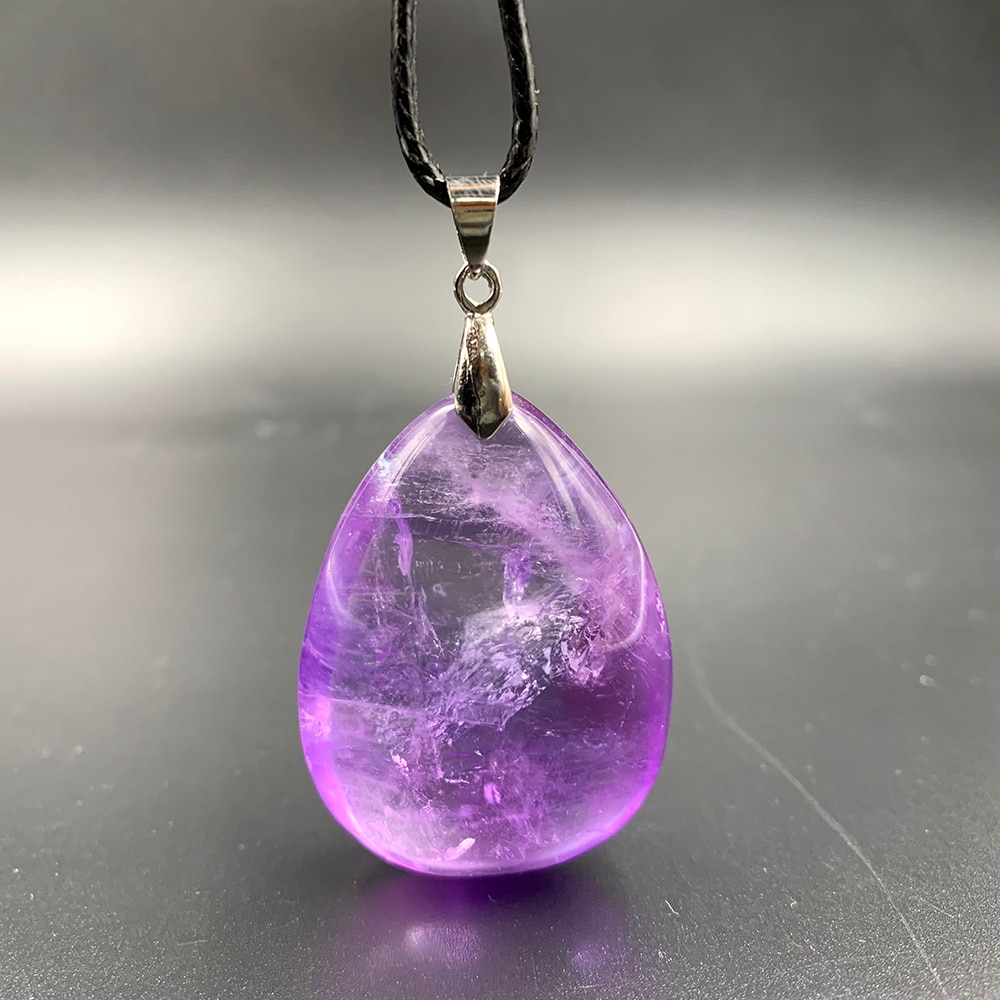 【VisioN Shop】Drop Shipping Natural Amethyst Quartz Crystal Pendant purple healing stone woman man gift Fashion. 