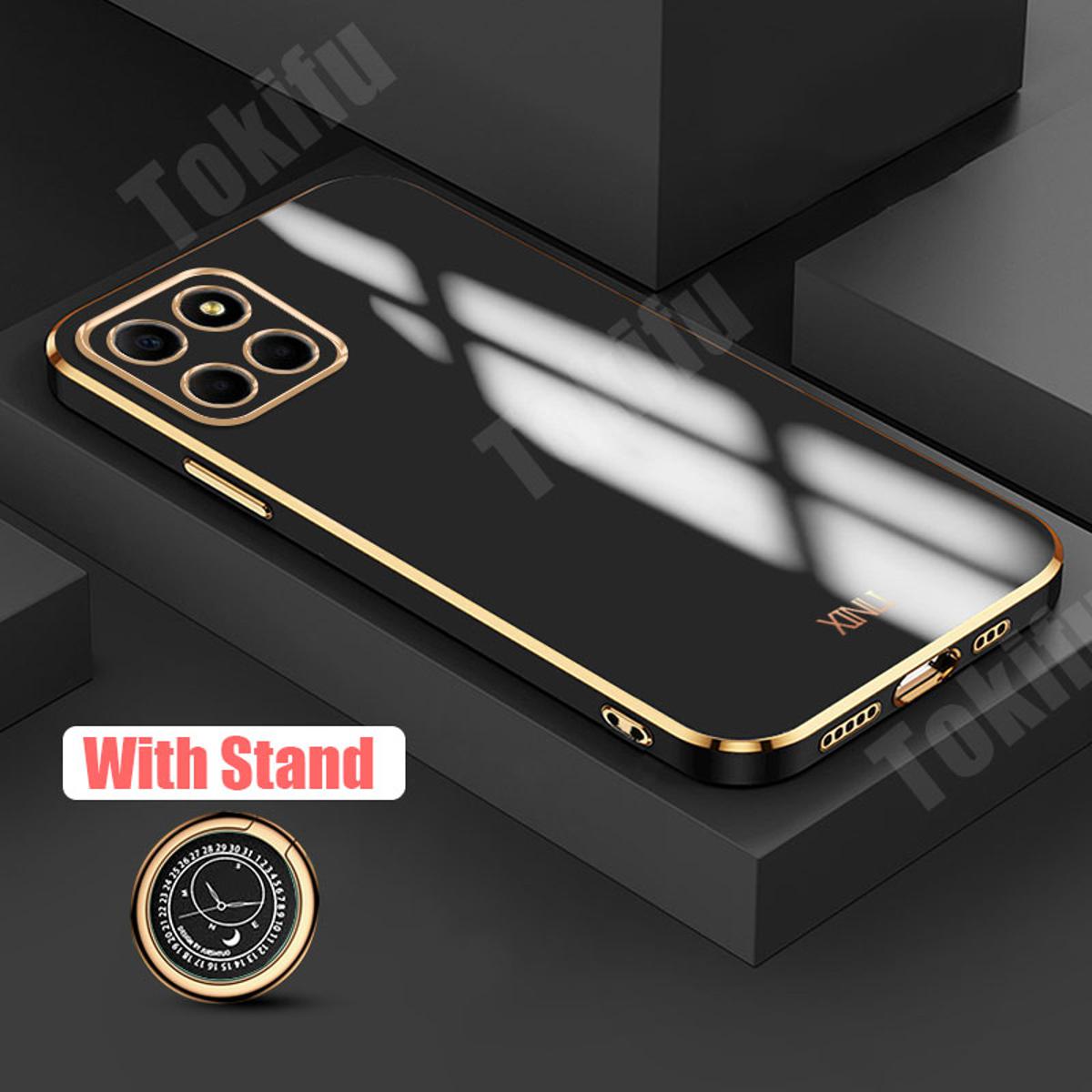 Tokifu For Honor X6 Case Luxury 6D Plating Soft Back Cover Silicone Phone Cases With Stand