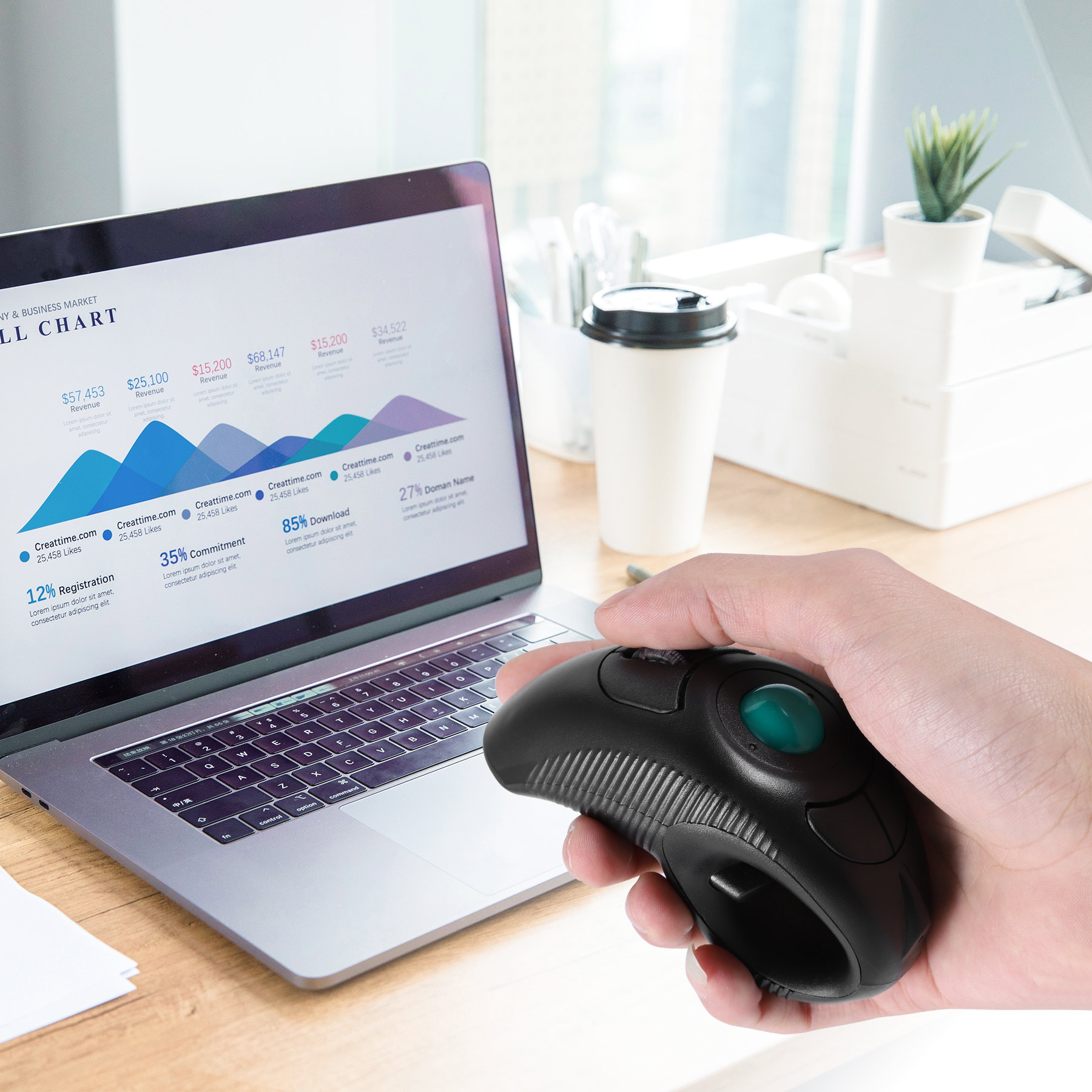 Working 2.4G Wireless Mouse with Pointer Home Meeting Room Ergonomic 1000DPI Track Ball Mice Desktop PC Accessories. 