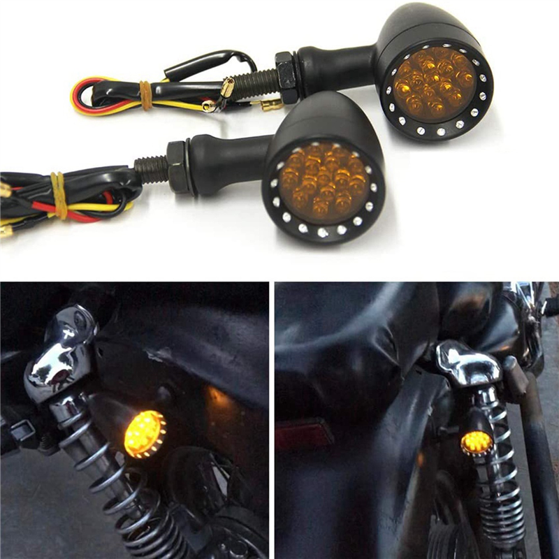 1Pair Retro Turn Signal Light LED for Cafe Racer Chrome. 