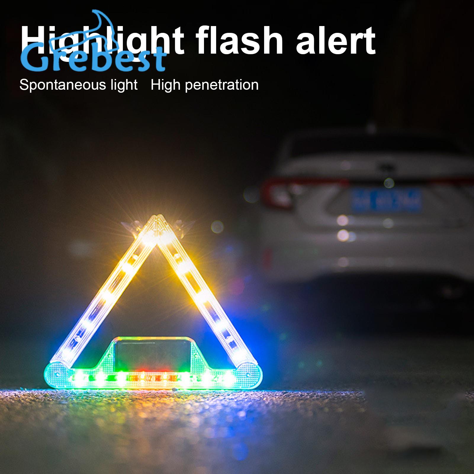 Grebest Vehicle Warning Triangle Light Foldable Parking Safety Triangle Warning Lamp. 