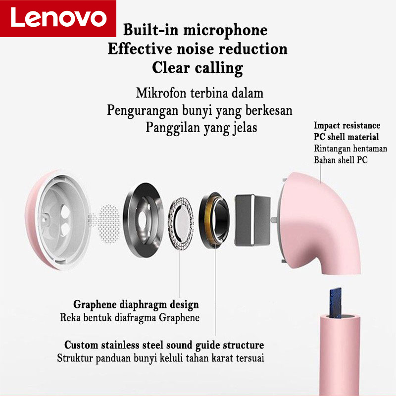 【Ready Stock+FREE Shipping+COD】Handsfree Headset Earphone Bluetooth Doff Inpods Lenovo I12 TWS V5. 