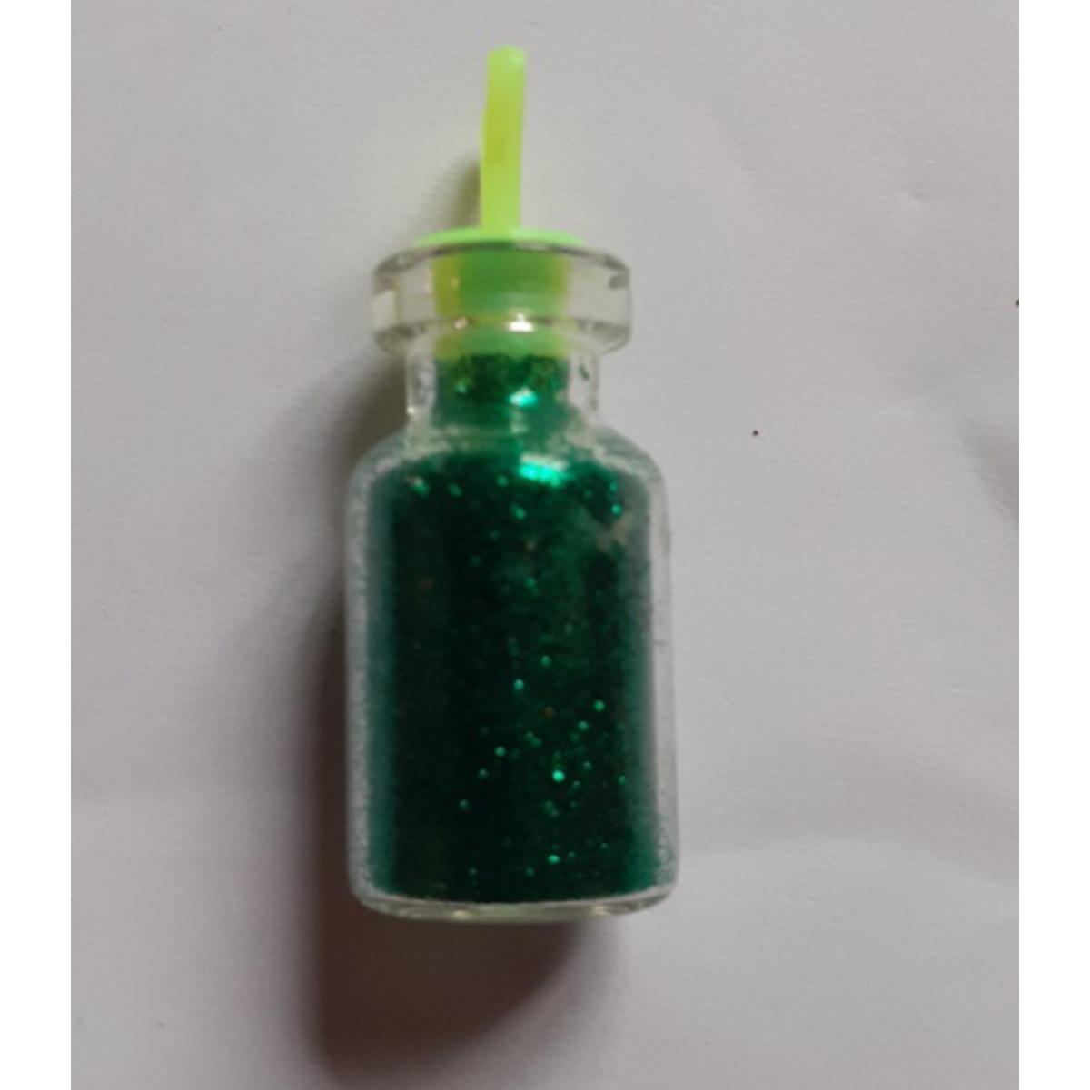 Mini Sized Bottle with  Deep  Green Colour Glitter - 3 Pieces