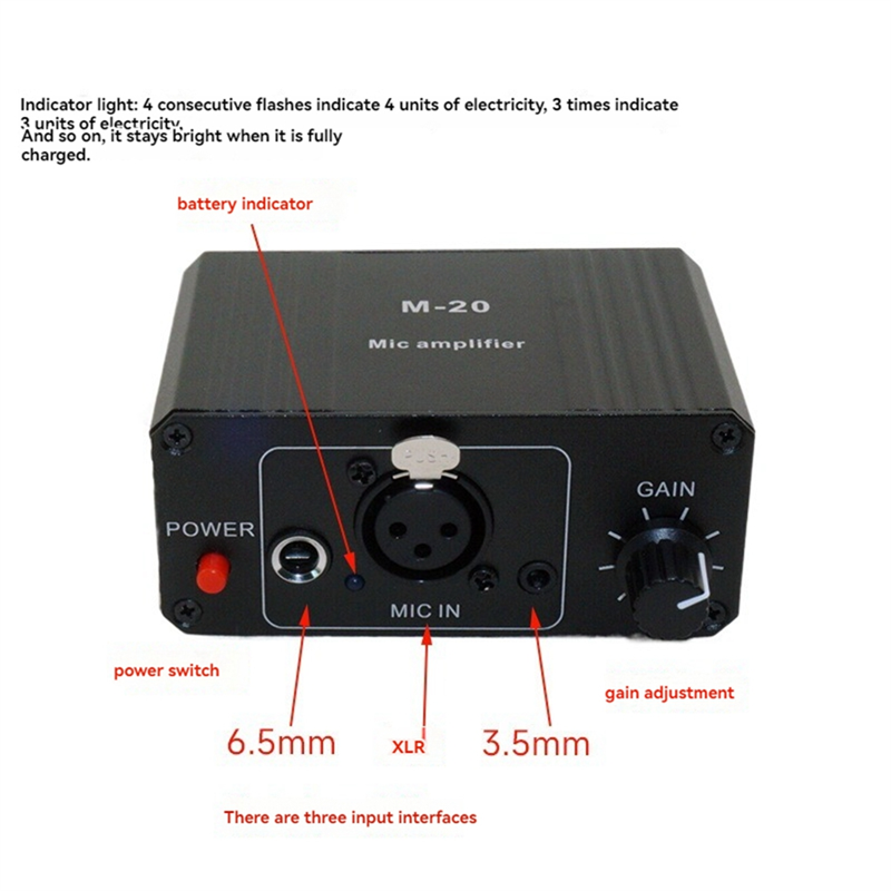 Dynamic Microphone Condenser Mic Amplifier M-20 Audio D. 