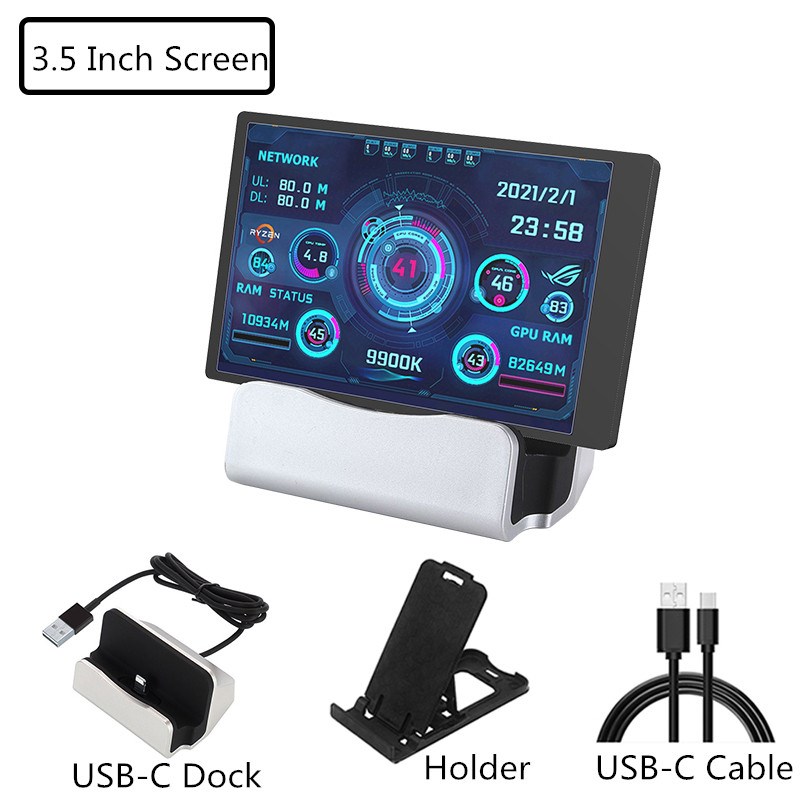 8.8 / 5 / 3.5 Inch IPS Type-C Secondary Screen Computer CPU GPU RAM HDD Monitor USB Display Freely AIDA64 Mini Monitor Win 10 11. 