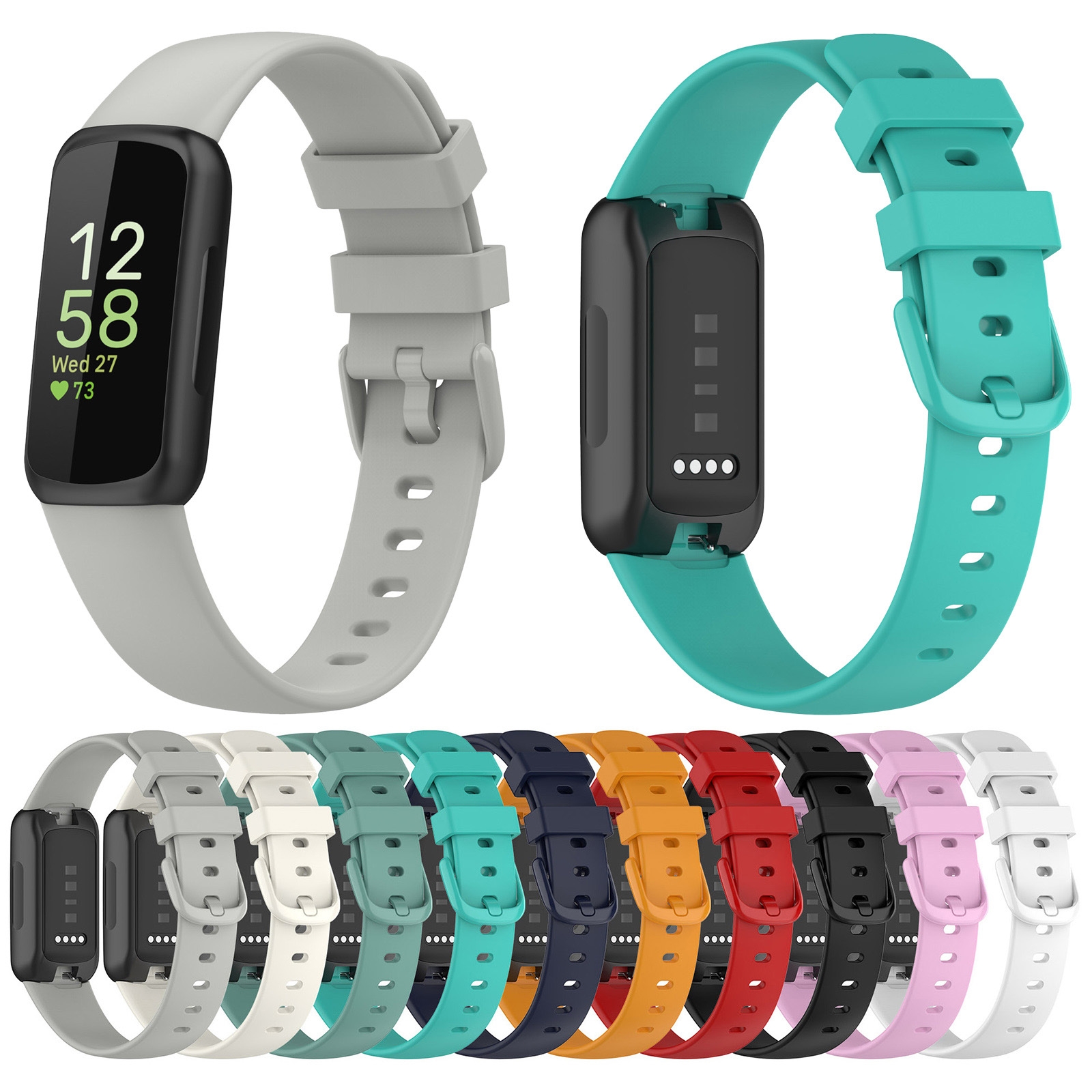 For Fitbit Inspire 3 Solid Color Silicone Watch Band, Size:S. 