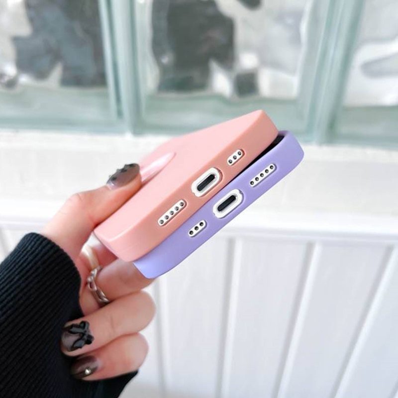 Luxury Soft Silicone LOGO Hole Phone Case For iPhone 13 Pro 12 11 Pro Max XR X XS 7 8 Plus Camera Bumper Shockproof Candy Cover. 