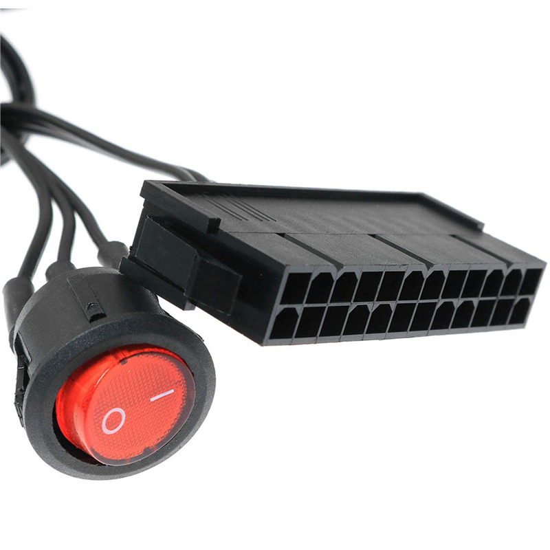 4PCS 50cm Cable Copper Tin Wire 24-Pin Female ATX PSU PC Power Supply Tester Start Up Jumper with ON/OFF Switch