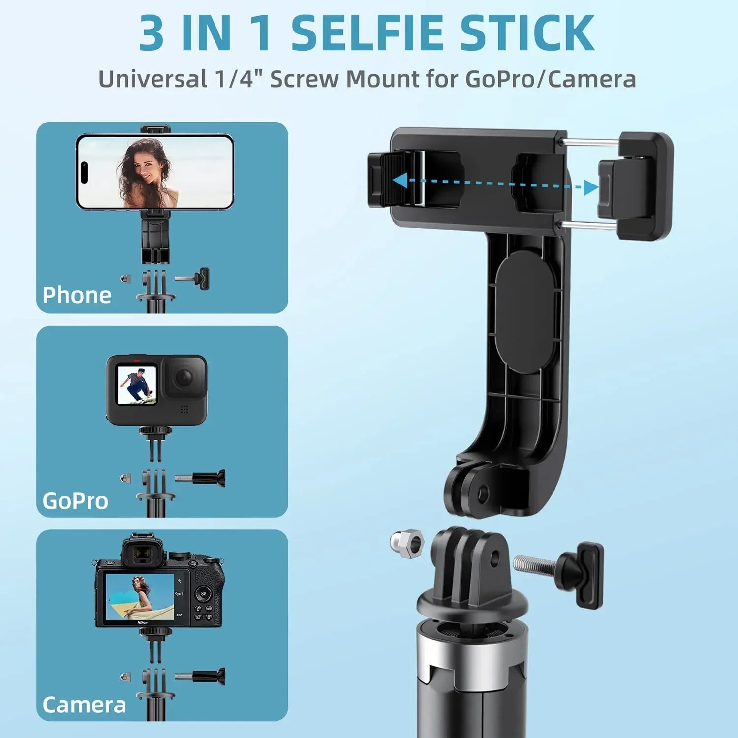 Xiaomi Selfie Stick Phone Tripod 40 Extendable Rechargeable Bluetooth Control with 1/4 Inch Screw for Android IPhone Smartphone. 