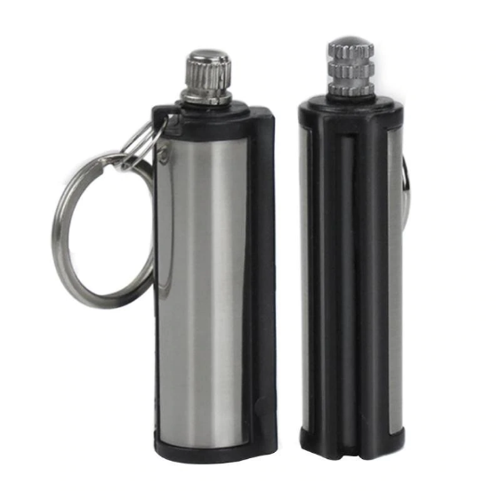 Permanent Match Fire Starter Tool Cigarette Lighter Keychain Ring Survival Tool - gas lighter. 