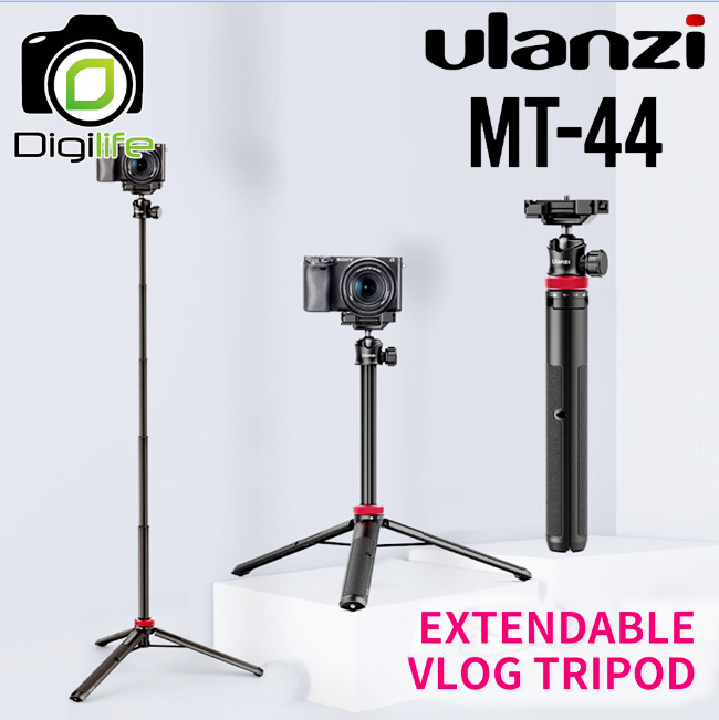 Ulanzi MT-44 Extendable Mini Tripod Stand Flexible Portable Selfie Stick with 360° Rotatable Ball Head Quick Release Plate Phone Clip Max. Load Bearing 1.5kg for Camera Live Streaming Vlog Video Photography. 