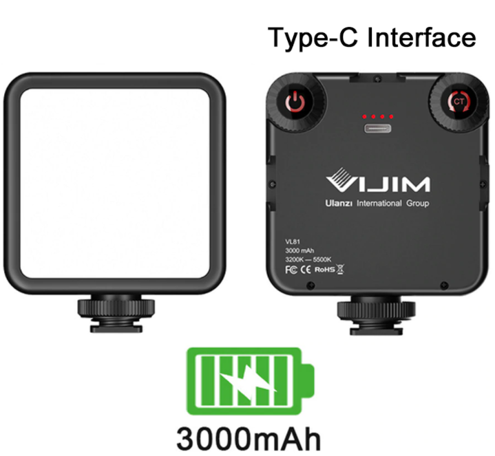 Ulanzi VIJIM VL81 3200k-5600K 850LM 6.5W Dimmable Mini LED Video Light Smartphone SLR Camera Rechargable Vlog Fill Light. 