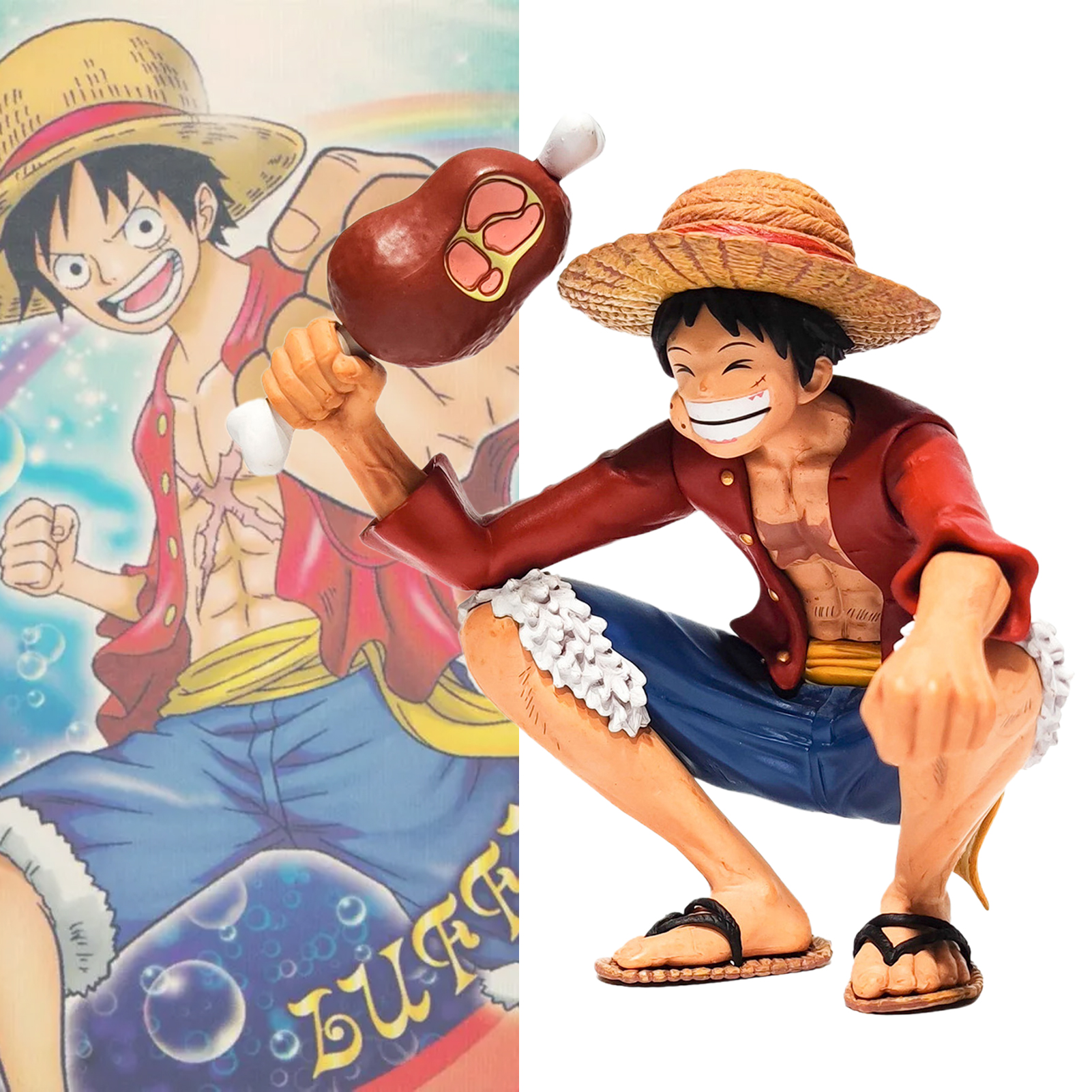 Figurine Model Wear-resistant One Piece Anime Squatting Luffy Desktop Decoration. 