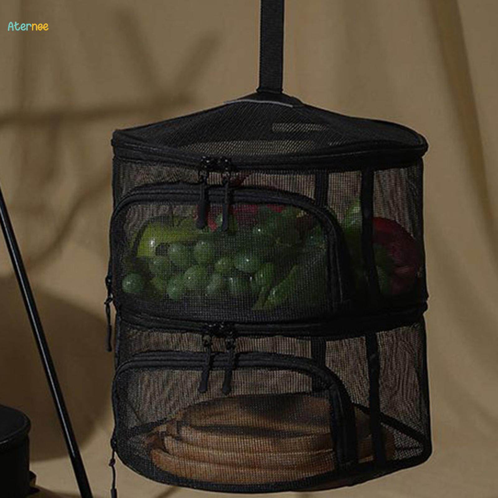 2 Layer Hanging Drying Net Folding Mesh Drying Rack with Zippers Nylon Netting for Fish Vegetables Meat Fruit Plants Net Dry Cage. 