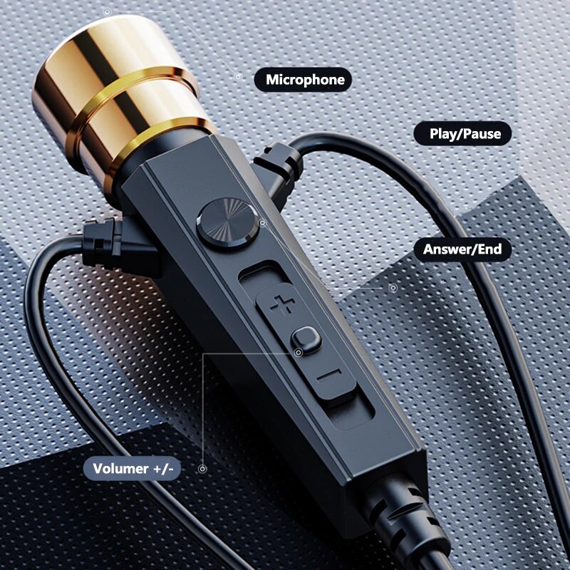 Karaoke HiFi Wired Headphones With Mic Singing Living Headset 3.5mm AUX Heavy Bass Noice Cancelling Earphone 1.2M 3M KTV Music. 
