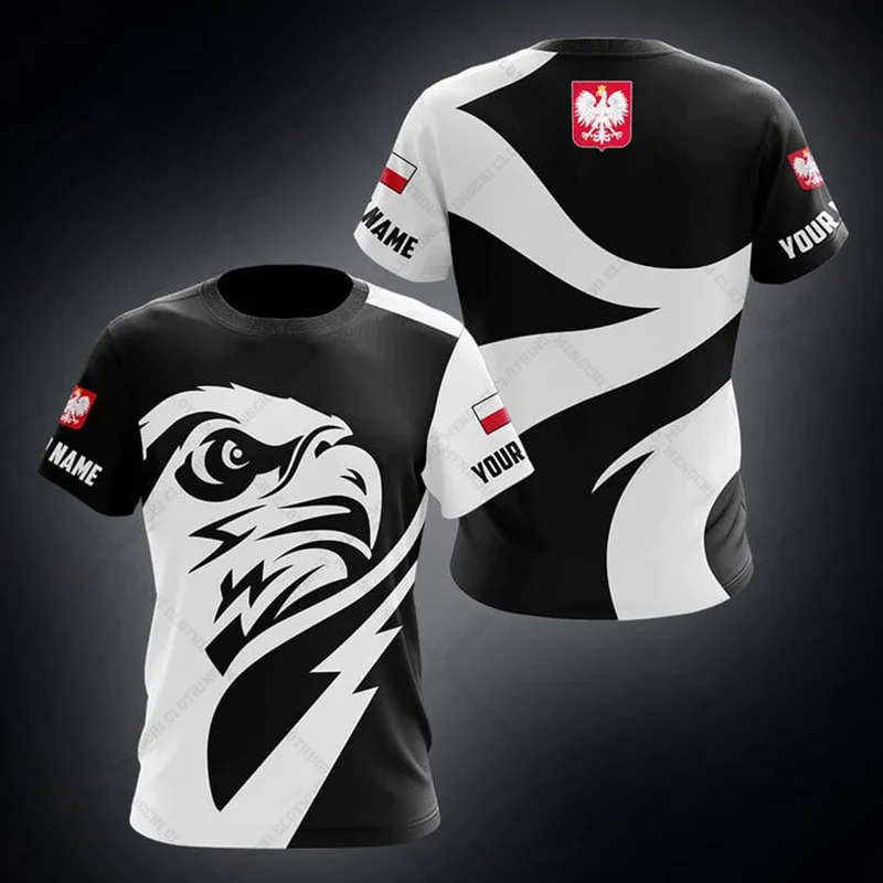 Poland Fire Graphic Customized Football Tees Summer Outdoor Streetwear Men's Fashion Jersey Loose Oversized Sportswear T-shirts. 