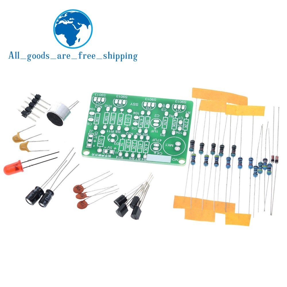TZT Electronic Acoustic Clap Control Switch DIY Kit Sound Sensor Electronic Circuit DIY Suit Integrated PCB Module. 