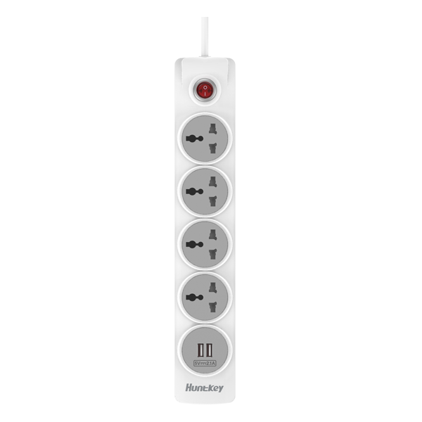 Huntkey SZN507 6Port (4 Port + 2 USB Port -3y Warranty) 3meter Copper Bar Universal Power Strip/Multiplug. 