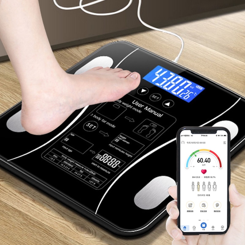 Bluetooth Body Fat Scale BMI Scale Smart Electronic ​Scales LED Digital Bathroom Weight Scale Balance Body Composition Analyzer. 