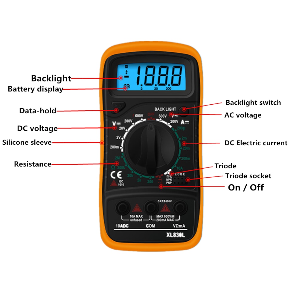 XL830L digital multimeter esr meter testers automotive electrical dmm transistor peak tester meter capacitance meter. 