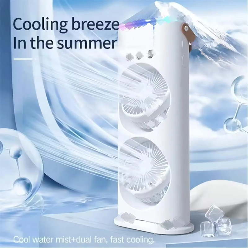 Rechargeable Double Ended Spray Fan with Remote Control, Portable Air Cooler with LED Light Air Humidifier. 