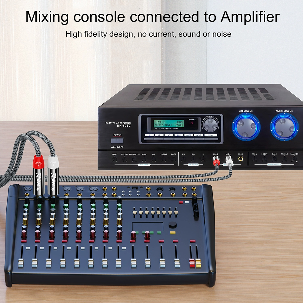 RCA To 1/4 Audio Cable Dual 1/4 Inch TS To Dual RCA Stereo Audio Interconnect Cable for Speaker Mixer Amplifier TV and More. 