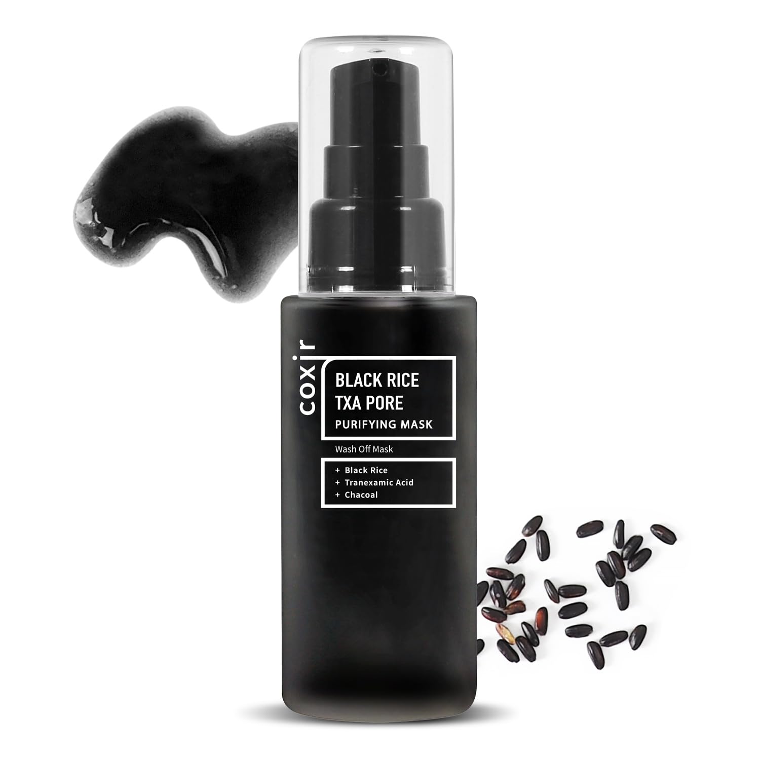 coxir BLACK RICE TXA PORE PURIFYING MASK 50ml | l Tranexamic Acid, 3-in-1 Detox Serum Mask l Pore, Cleansing, Toning l Hydrating Wash Off Mask for Blackhead, Korean Skin. 