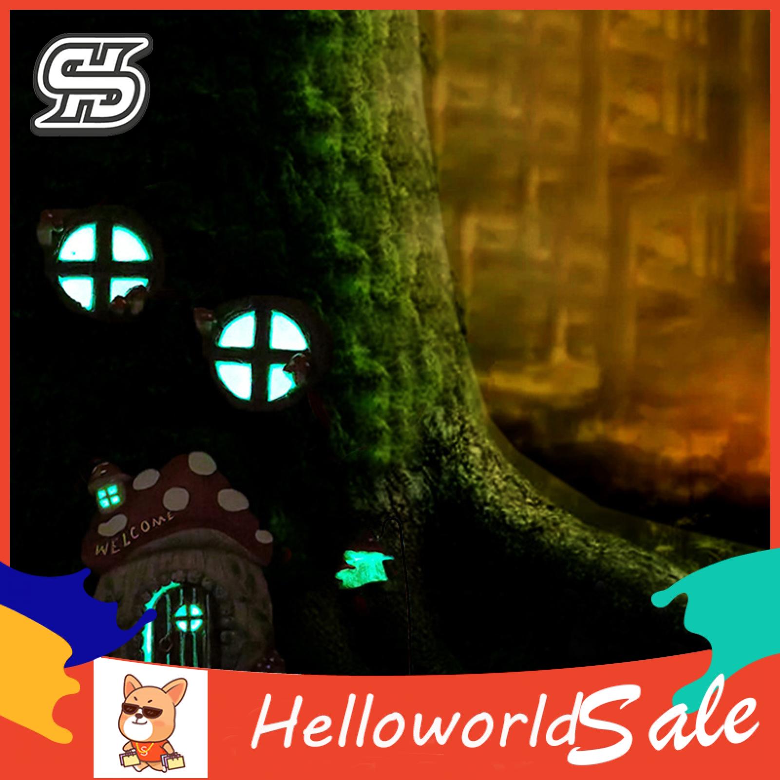 HelloWorld niature Fairy Window Smooth Surfe Luminous Gnome Doorni Fairy Garden Ornament. 