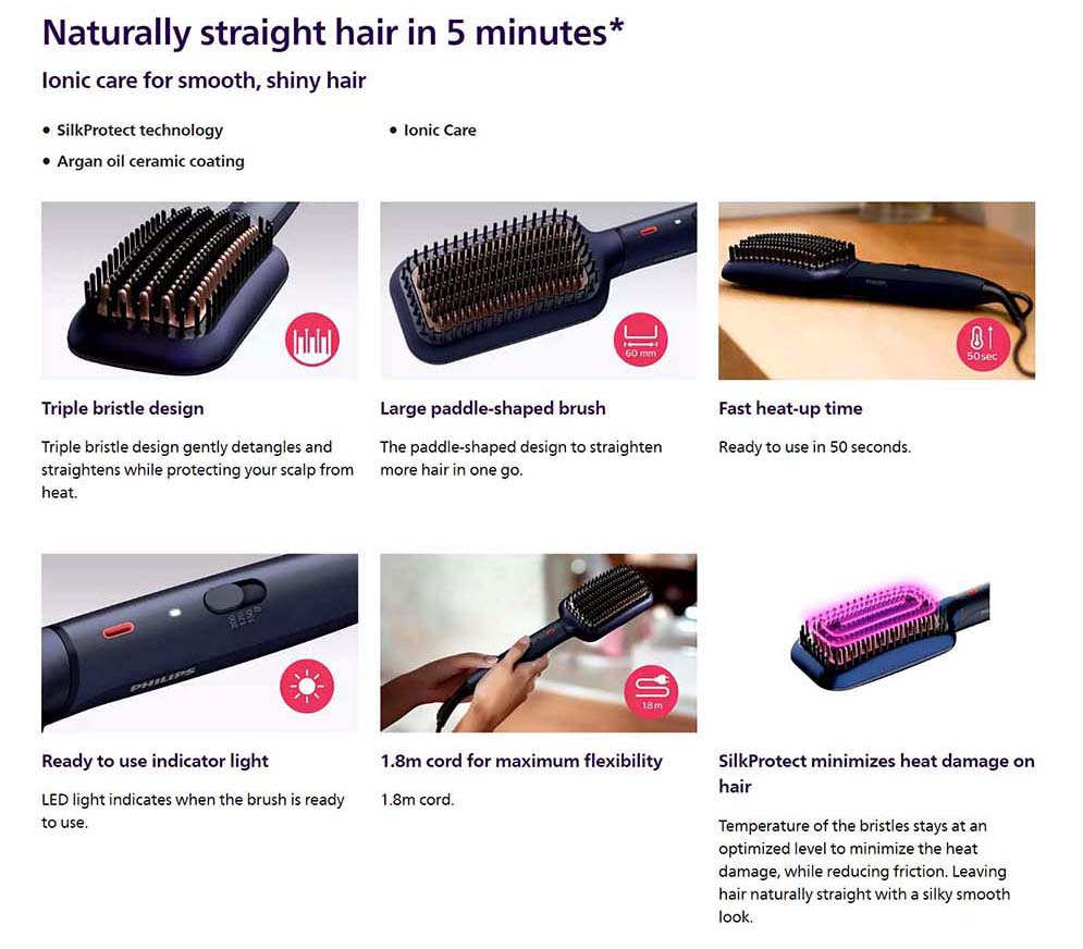 PHILIPS BHH885/10 Heated Straightening Brush Price in Bangladesh - ShopZ BD