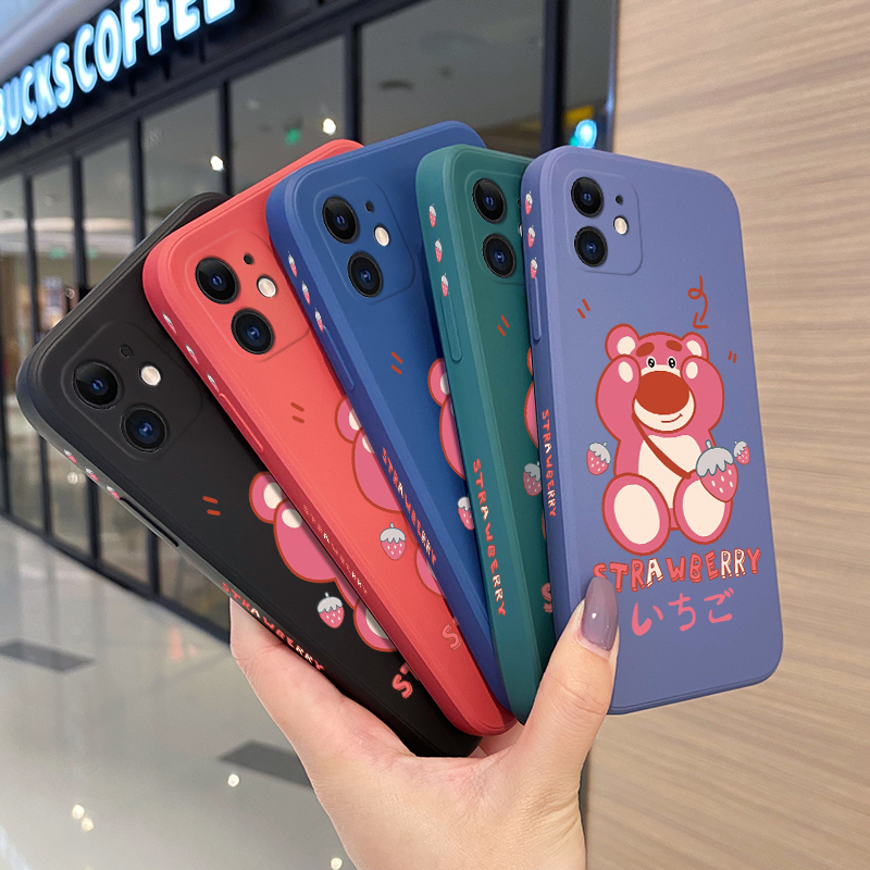 【Lejia】YIWESAN For Samsung A80 Case Thin New Design Case Side Phone Case Square Edge Casing Cute Bear Full Back Cover Cases Shockproof Protection Softcase. 