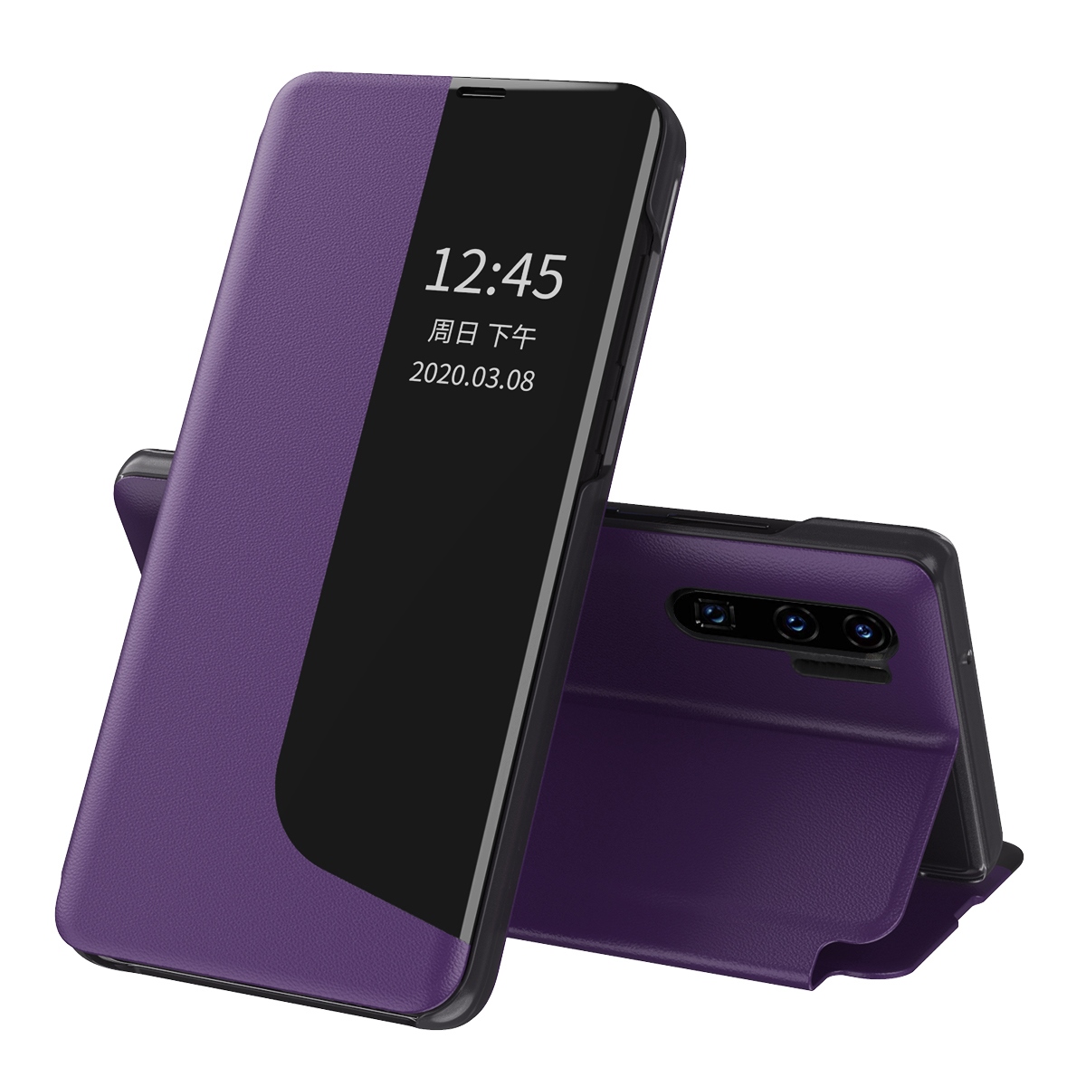 For Huawei P30 Pro Smart View Window Flip Stand Cover PU Leather Protective Case