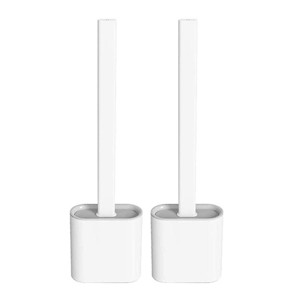 2 PackTet Brush with Holder,Long Handle Tet Brush with Holder, Wall Mounting Cleaning Brush Set (White)