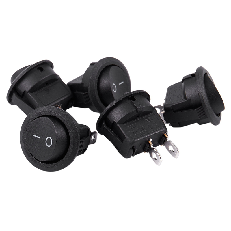 25Pcs SPST Black Button On/Off Round Rocker Switch AC 6A/250V 10A/125V