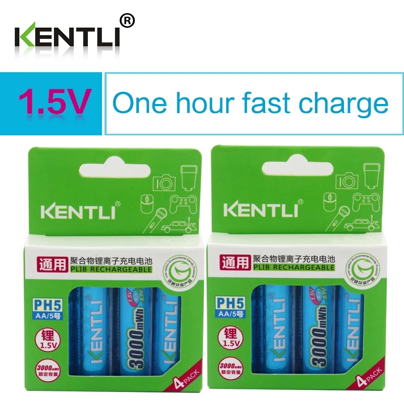 KENTLI Stable voltage 3000mWh AA batteries 1.5V rechargeable aa battery lithium polymer battery for camera ect. 