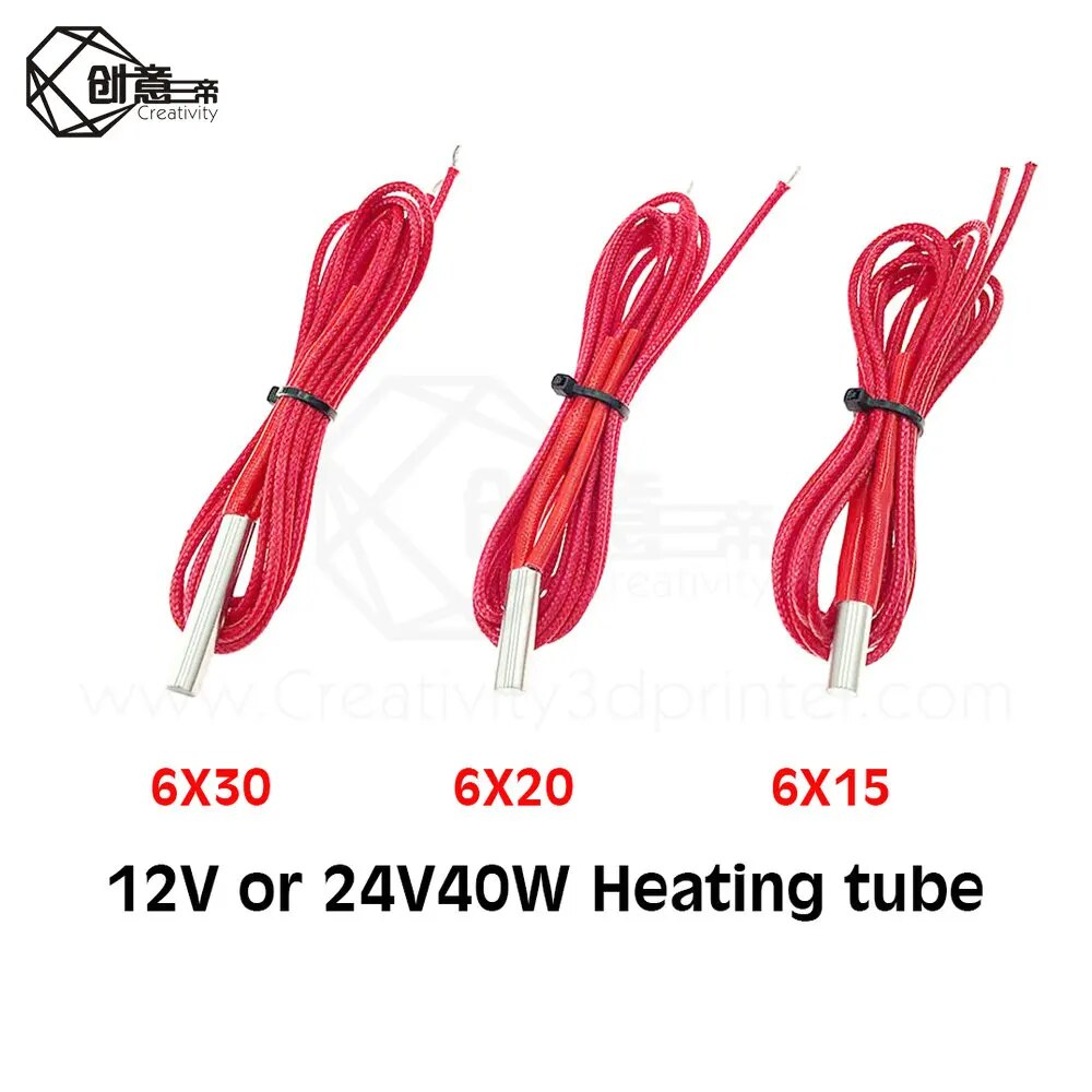 3D Print Part 12V 40W 1M Heater Cartridge Heating tube 6*20mm For Extruder Part Heating Tube Heat 12V/24V 40W Extrusion Heater