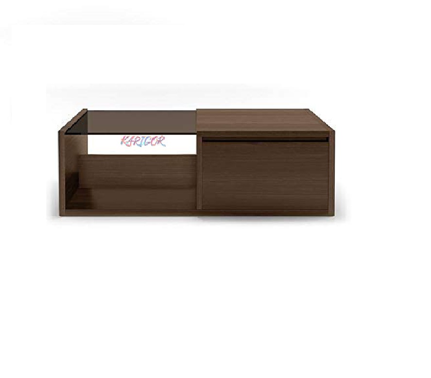 Thick Glass Tea Table With Drawer Simple Design Engineering Wood Coffee Table with Glass Top for Home & Office. 