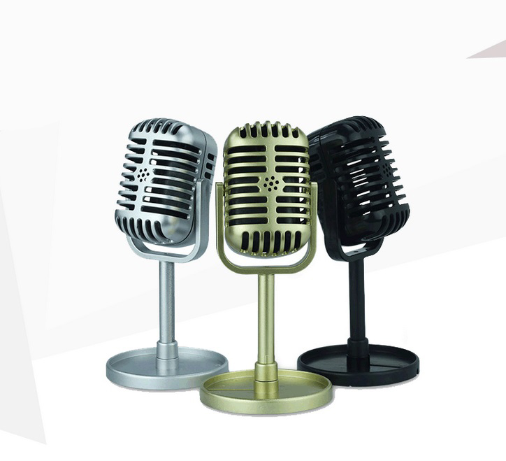 Simulation props mic Classic Retro Dynamic Vocal Microphone Vintage Style Mic Universal Stand Compatible Live Performance Karaoke Studio Recording. 